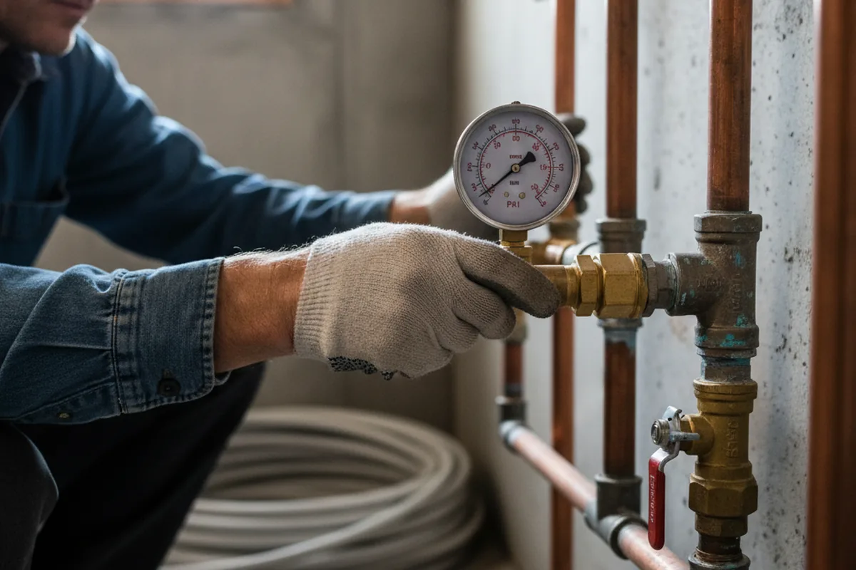 Pressure testing a repaired line during Water Line Repair in Lilesville